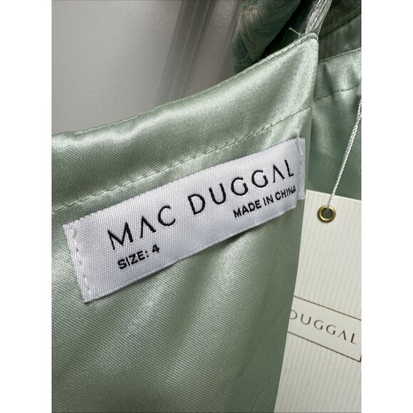 MAC DUGGAL Size 4 Green Floral Brocade 68276 Puff Sleeve High Low Gown Dress New - Picture 10 of 12